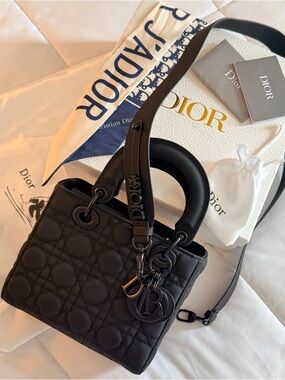 Black on Black Quilted Lady Satchel with Black Logo Charms